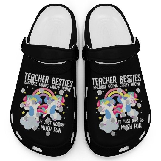 Funny Teacher Besties Goin Crazy Preschool Teacher Clogs