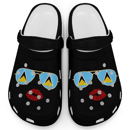 Saint Lucia Flag St Lucia Sunglasses Lips Kiss Clogs