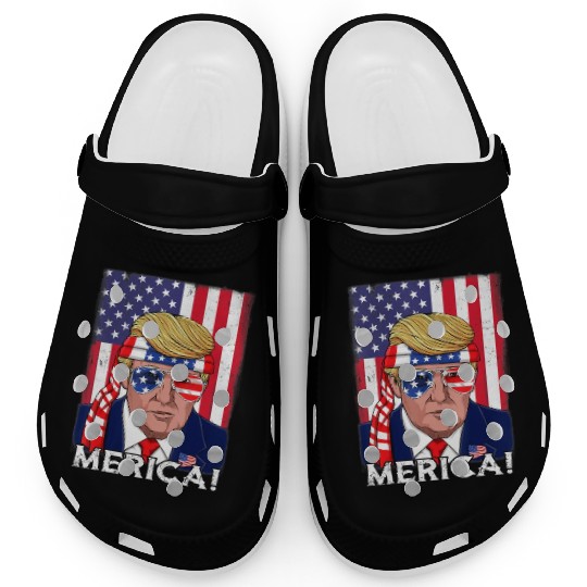4th Of July Trump Merica USA Boys Girls Kids Clogs