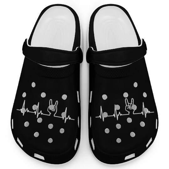 Devil Horns Heavy Metal Heartbeat Clogs