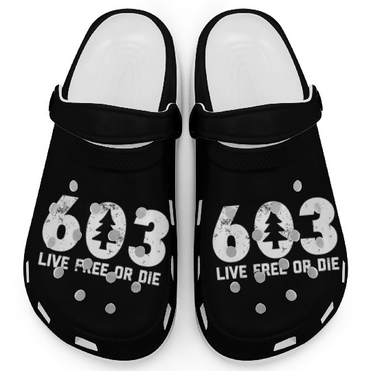 Live Free or Die 603 tree New Hampshire Clogs