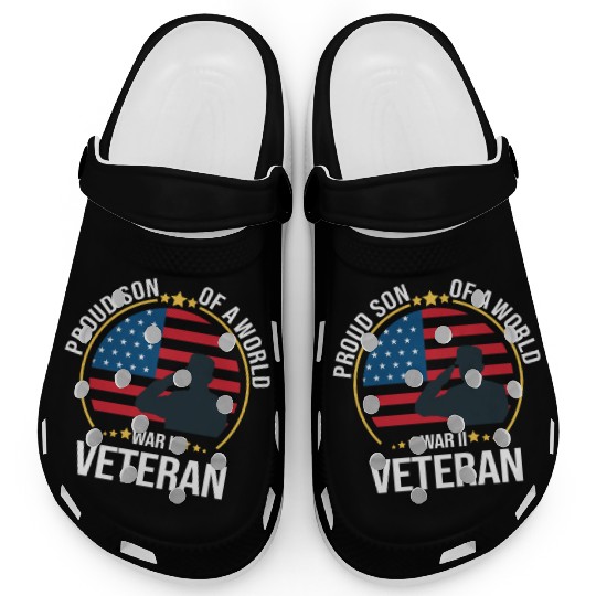Proud Son of a War II Veteran for Military Family Clogs