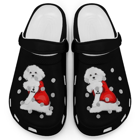 Bichon frise I Love Mom Tattoo Clogs