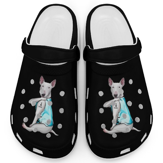 Bull Terrier Tattoos I Love Dad Sitting Gift Fathe Clogs