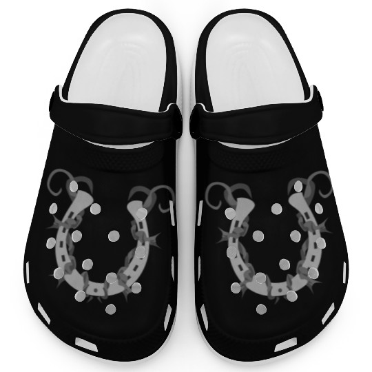 Horseshoe Wrapped in Barbed Wire Clogs