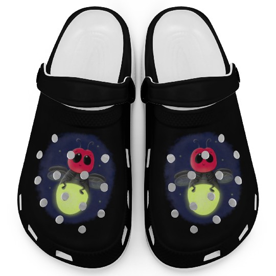 Cute lightning bug firefly cartoon illustration Clogs