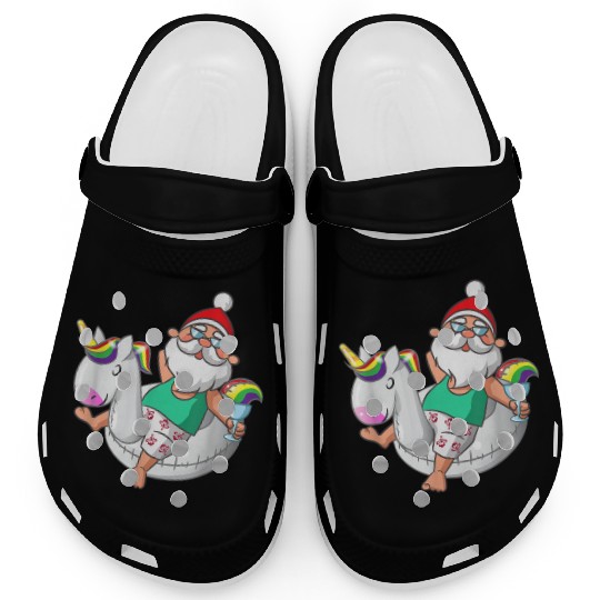 Christmas in July Santa Hawaiian Unicorn Swim Clogs
