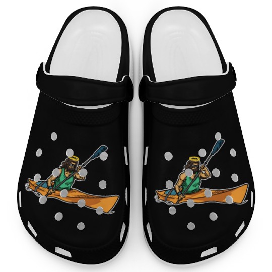 Cool Jesus Rowing Kayak Paddling Gift Idea Clogs