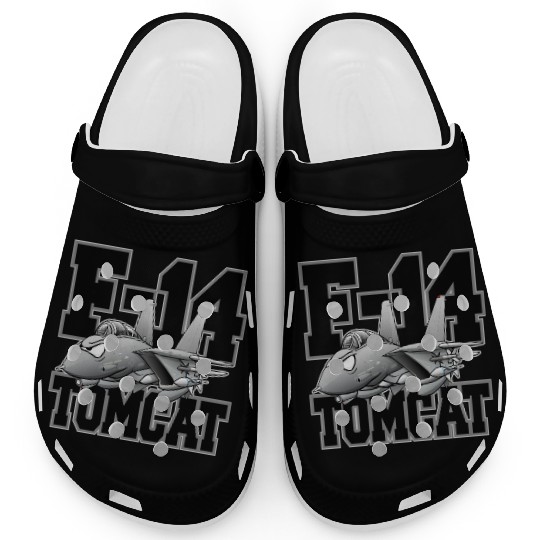 F-14 Tomcat Military Fighter Jet Aircraft Cartoon Clogs