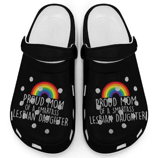 Proud Mom of LGBT Lesbian Daughter Rainbow Designs Clogs