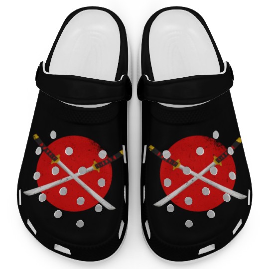 X Katana Samurai Sword Kitsune Mask Japan Gift Clogs