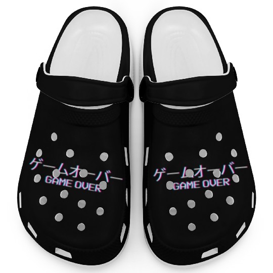 Vaporwave Game Over Japanese Text Gift Clogs
