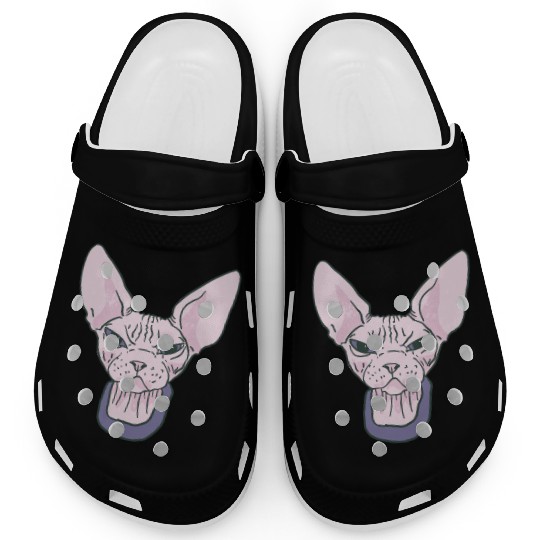 grumpy catpinkGrumpy Sphinx Cat - Purple Clogs