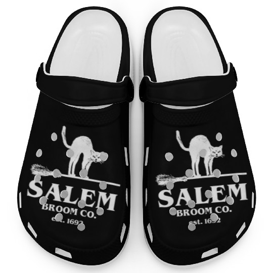 Salem Broom Co Company Halloween Black Cat Witch A Clogs