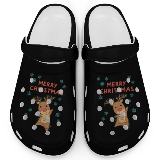 Merry Christmas Rudolph Red Nose Reindeer Snow Clogs