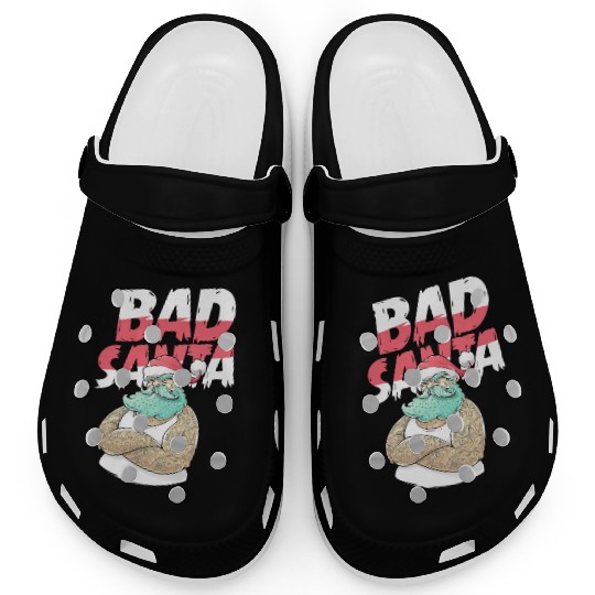 Bad Santa Claus Christmas Tattoo Clogs