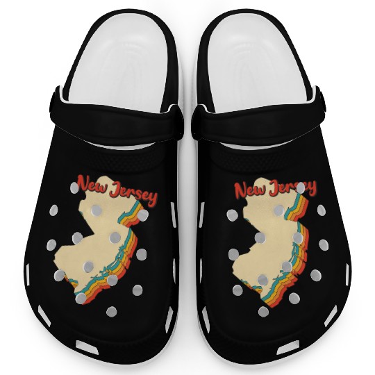 New Jersey Map Outline Vintage Retro Nj Home State Clogs