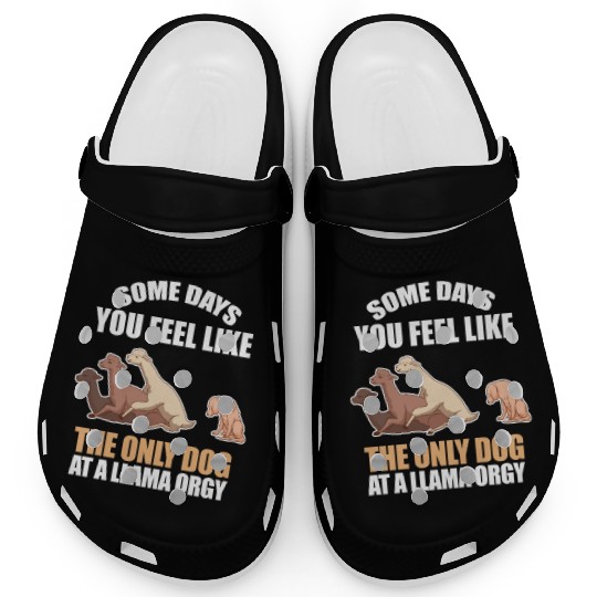 Only Dog At Llama Orgy Puppy Alpaca Farm Animals Clogs