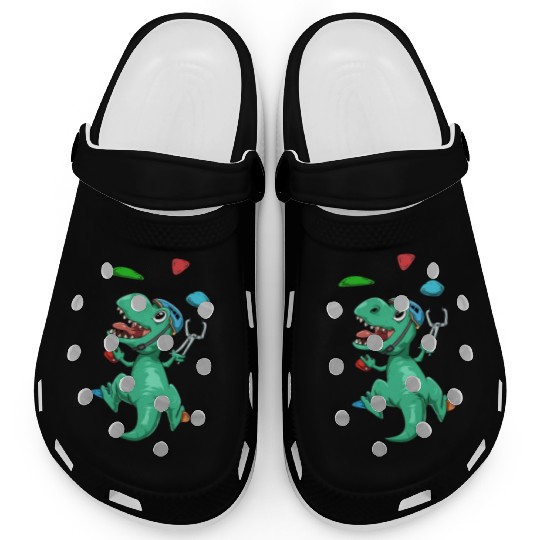 Funny T-Rex Bouldering and Rock Climbing Gift Clogs