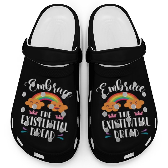 EMBRACE THE EXISTENTIAL DREAD Comics Rainbow Gift Clogs