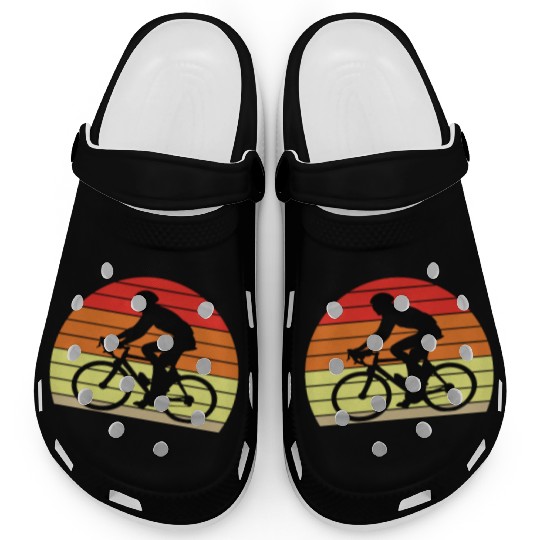 Retro sunset male cyclist Clogs