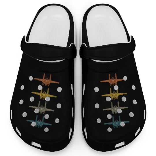 Retro F-15 Eagle Fighter Jet Vintage F15 Airplane Clogs