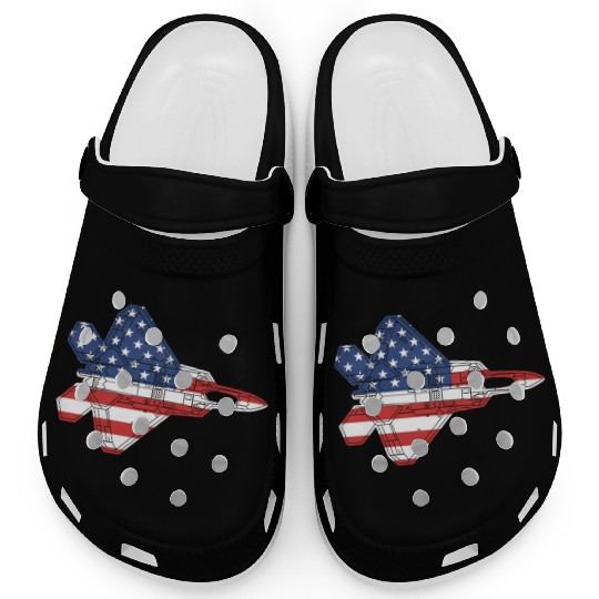 F-22 Raptor Fighter Jet Airplane American Flag F22 Clogs