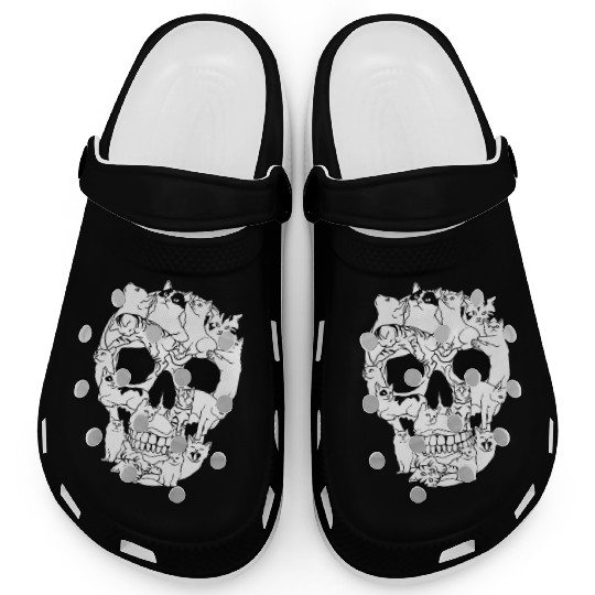 Cat Skull Kitty Skeleton Grunge Style Funny Cat Bo Clogs