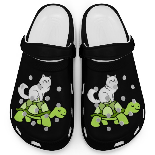 Cat Riding Turtle for Turtle Theme Fan Clogs