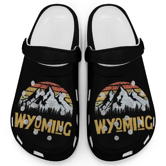 Vintage Retro Wy Wyoming Us Mountain State Clogs