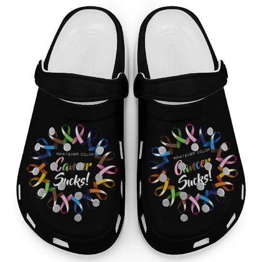 Whatever Color Cancer Sucks Ribbons Love Faith Sup Clogs