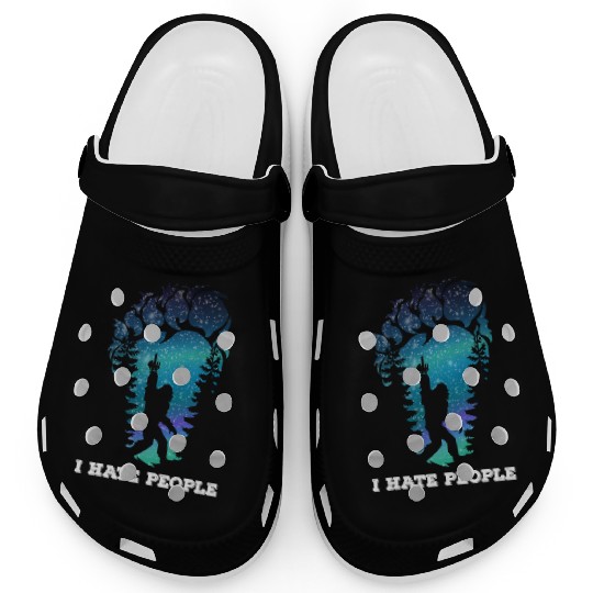 Bigfoot Middle Finger I Hate People Sasquatch Clogs