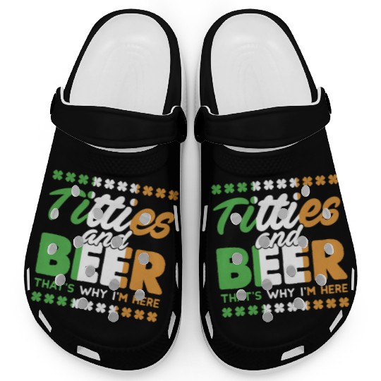 Funny St. Patricks Day Irish Titties And Beer Gift Clogs