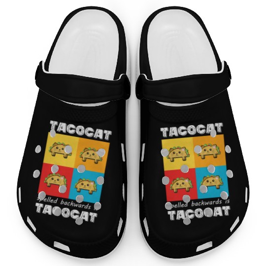 Funny Taco Cat Tacocat Spelled Backwards Palindrom Clogs