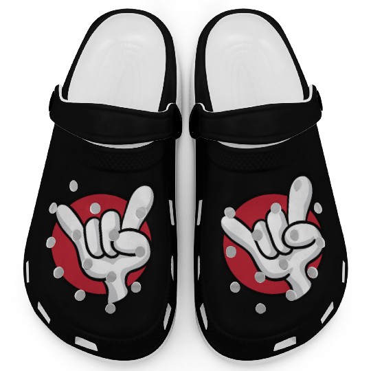 Rock On Heavy Metal Hard Rock Hand Sign Cartoon Clogs