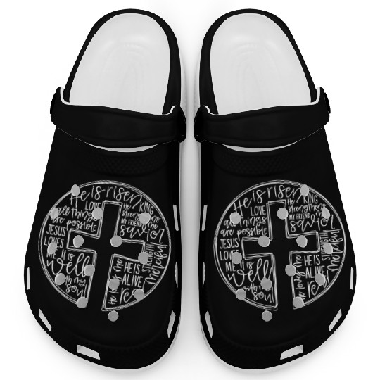 Cross With Words He is Risen Clogs
