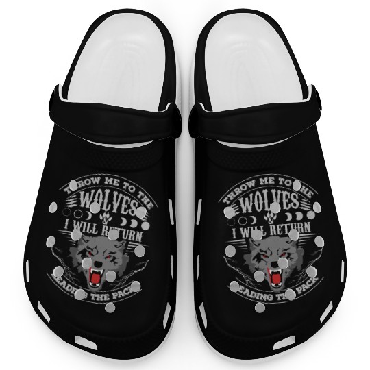Grey Wolf Pack Attitude Quote Clogs