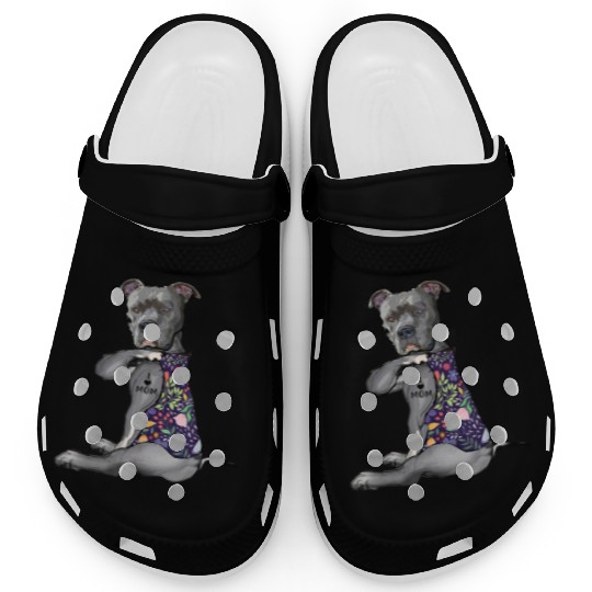 I Love Mom Tattoo Pitbull Dog Lover Women Pitbull Clogs