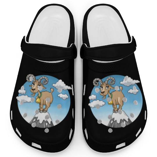 Mountain goat peaks with snow cartoon Clogs