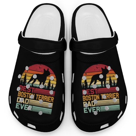 Retro Vintage Best Boston Terrier Dad Ever Clogs
