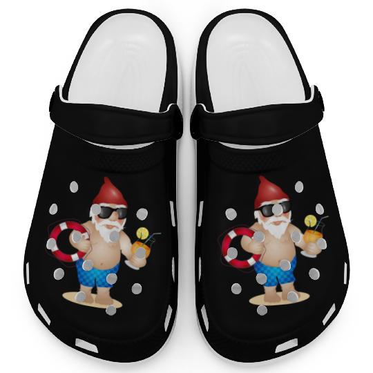 Garden gnome with swimming trunks and lifebuoy Clogs