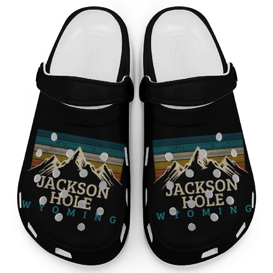 Jackson Hole Wyoming Vintage Mountains Nature Souv Clogs