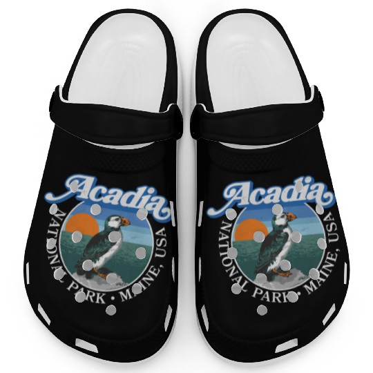 Retro Acadia National Park Vintage Maine Puffin Clogs