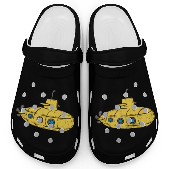 Us Navy Yellow Cartoon Submarine Cute Submariner B Clogs