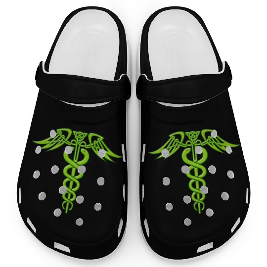Green Celtic Knot Caduceus Clogs