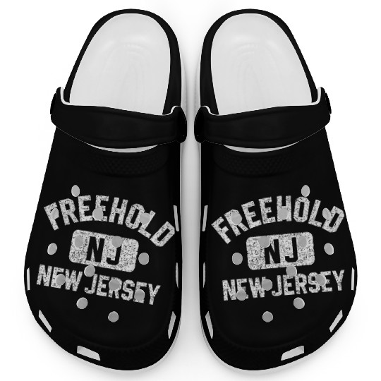 Freehold Nj New Jersey Gym Style Distressed WhiteG Clogs