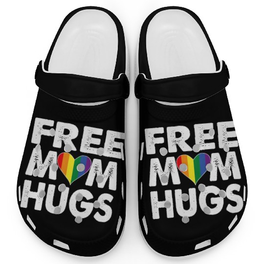 Free Mom Hugs Pride LGBTQ Rainbow Heart Clogs
