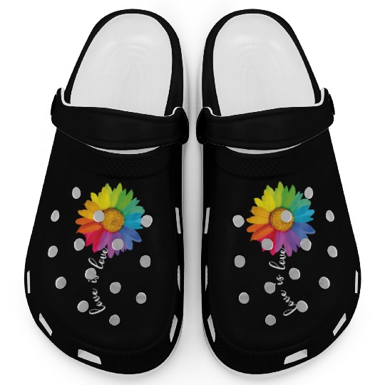 Love Is Love Rainbow Sunflower LGBT Gay Lesbian Clogs