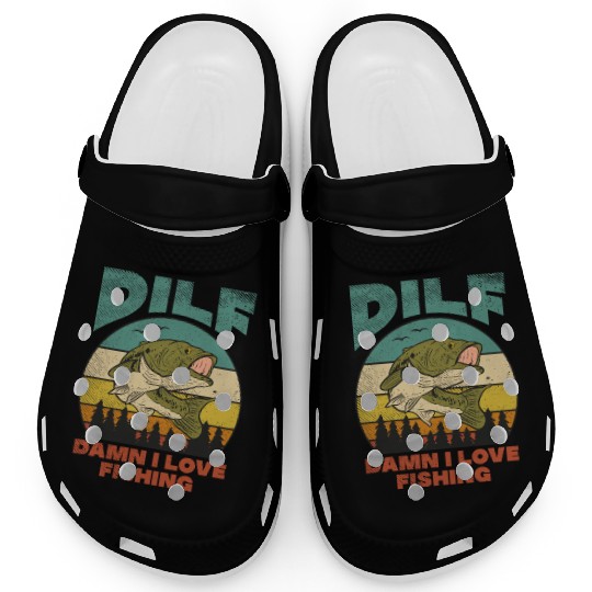 DILF Damn I Love Fishing Fisher Angler Bass Trout Clogs