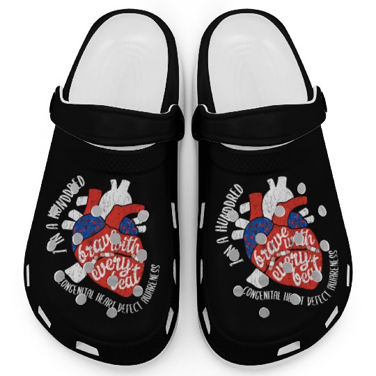 Brave With Every Beat CHD Awareness Happy Gift Clogs